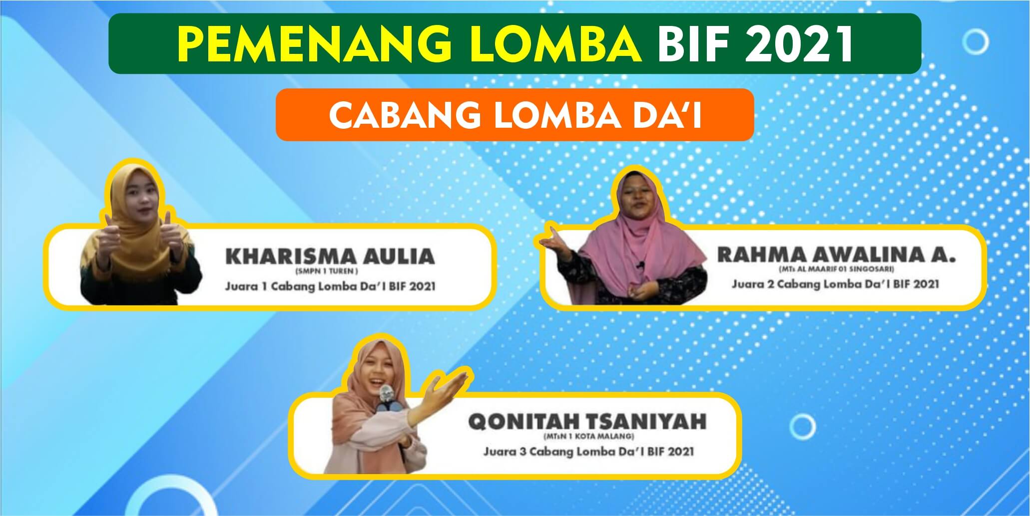 Siswi MTsN 1 Kota Malang Raih Juara 3 Lomba Dai Bhawikarsu Islamic Fair 2021