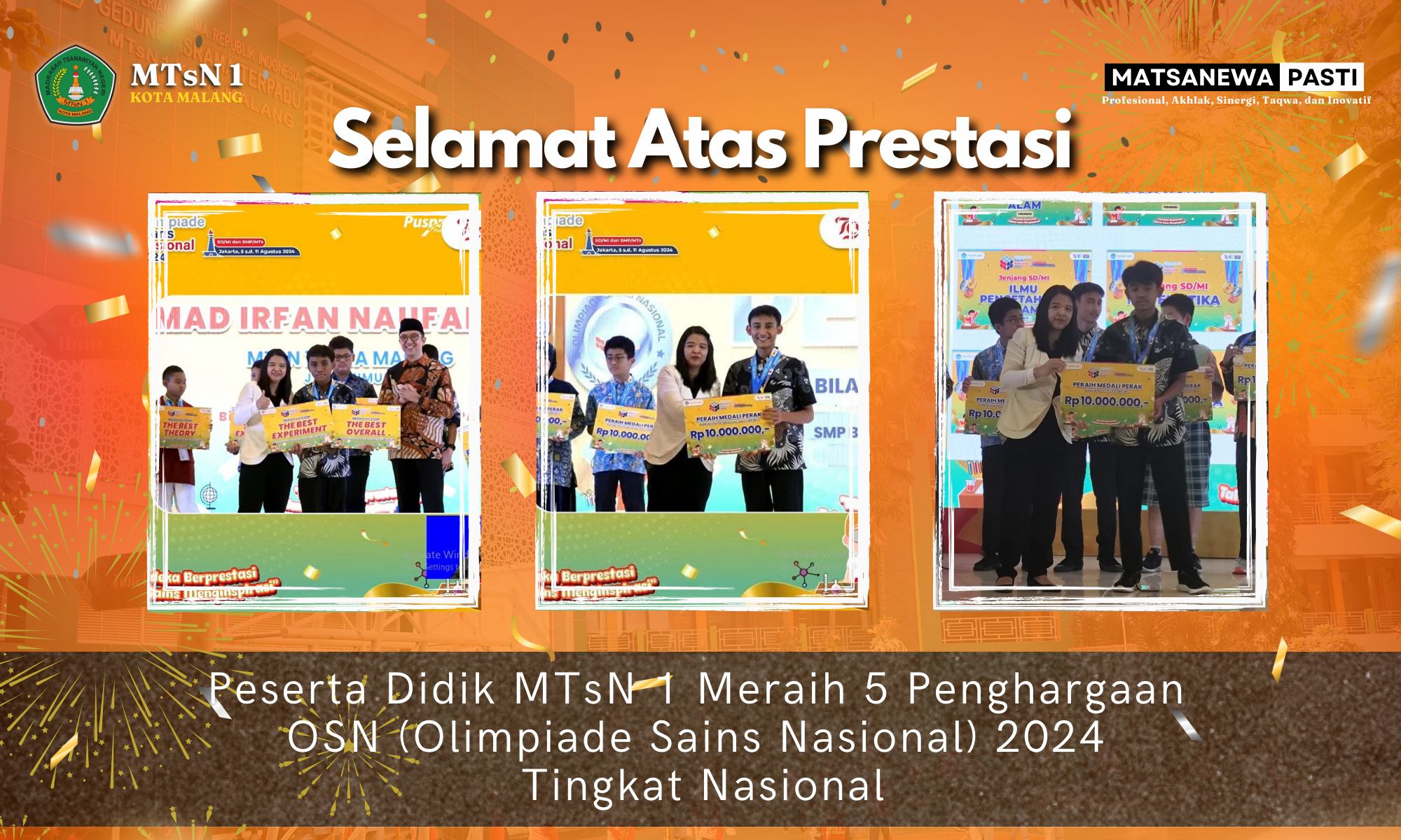 Siswa MTsN 1 Kota Malang Kembali Ukir Prestasi di Ajang OSN 2024