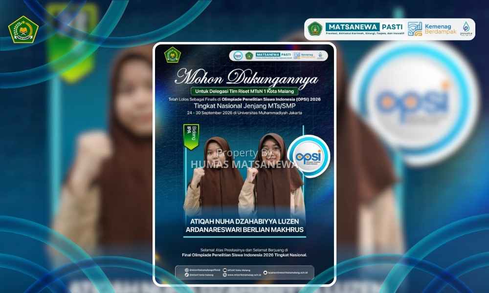 Ukir Prestasi di Ajang Nasional, Tim Riset MTsN 1 Kota Malang Lolos Finalis OPSI 2026 Bidang IPA